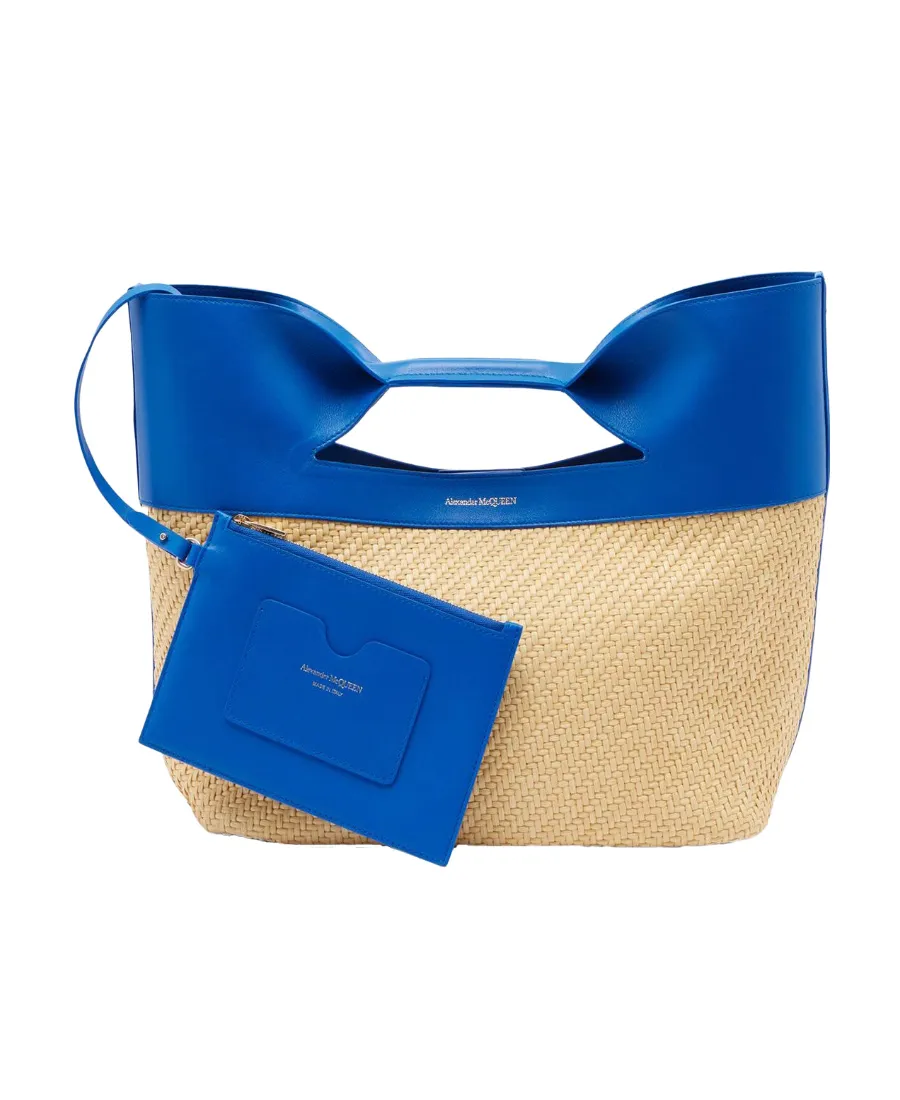 Alexander Mcqueen Wovem Small Bow Top Handle Bag