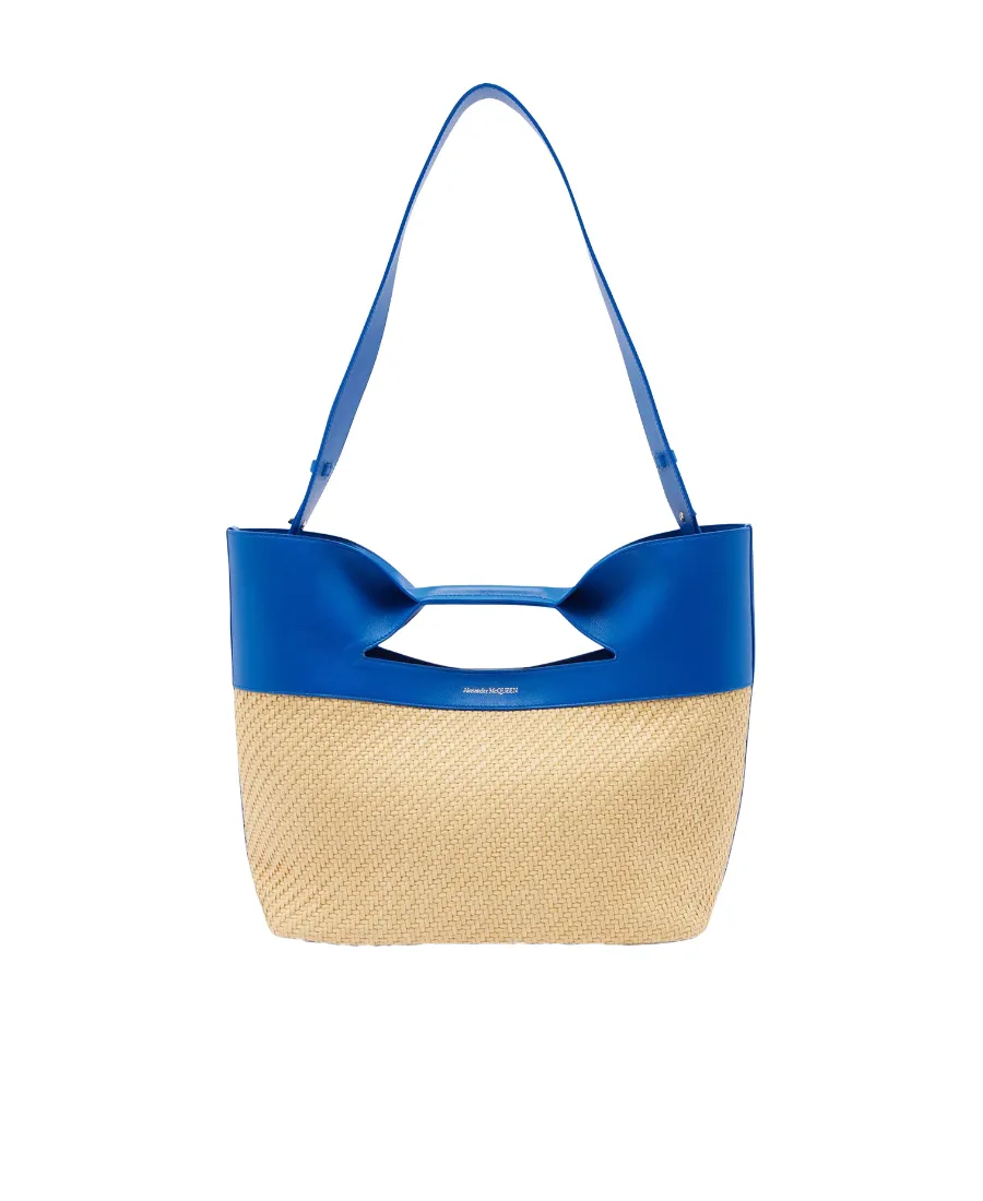 Alexander Mcqueen Wovem Small Bow Top Handle Bag