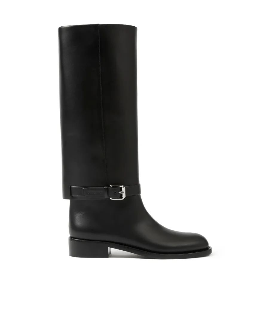 Burberry Logo Debossed Almond-Toe Boots