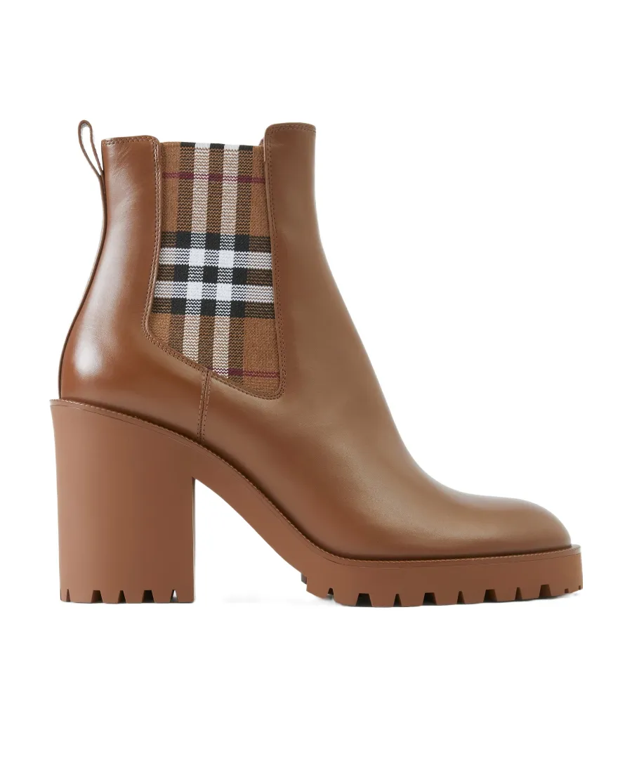 Burberry New Allostock Check Panel Ankle Boots