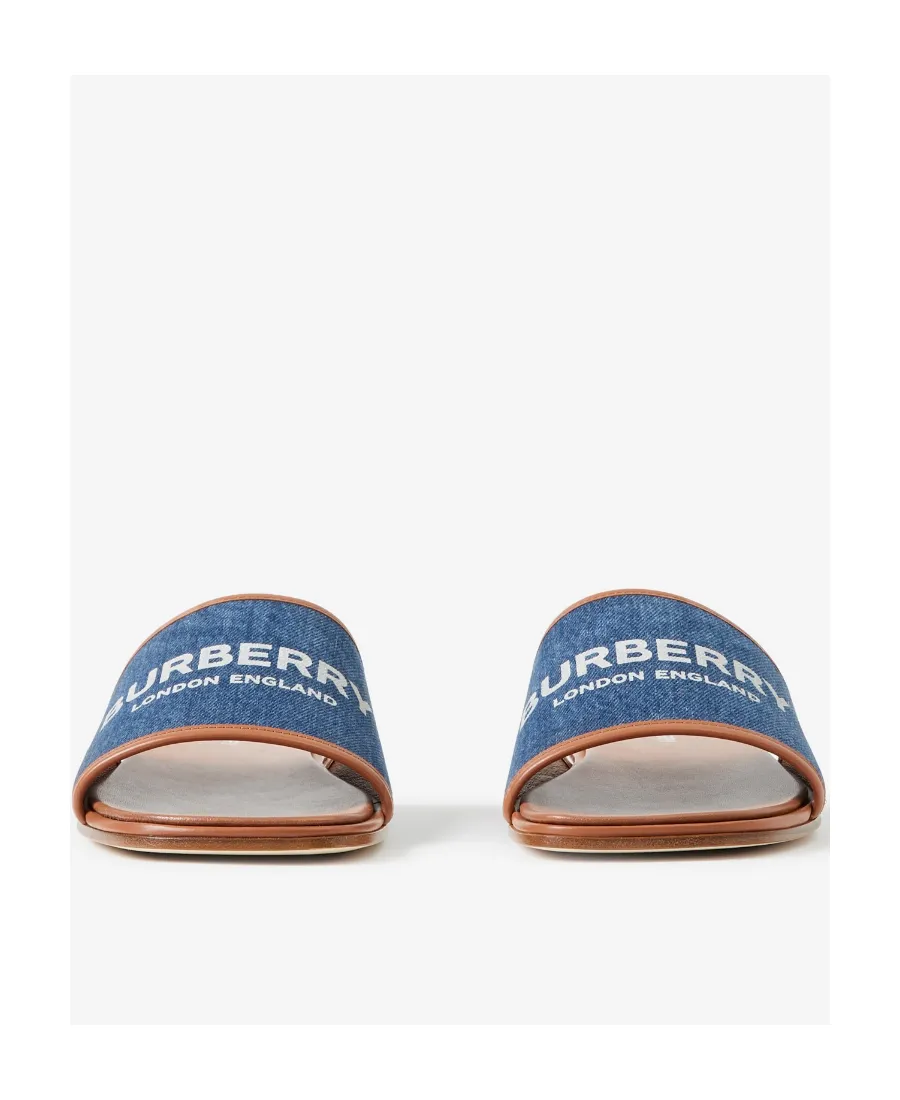 Logo-Print Denim Slides