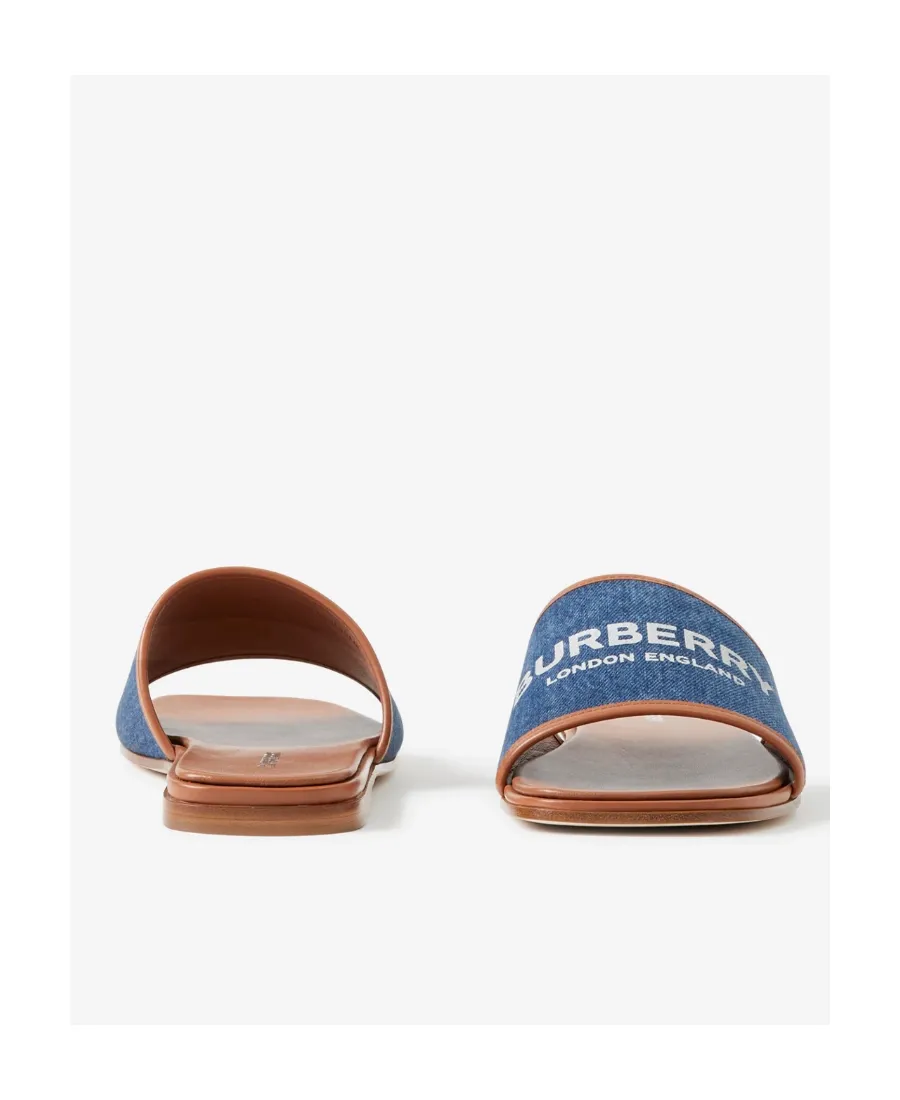 Logo-Print Denim Slides