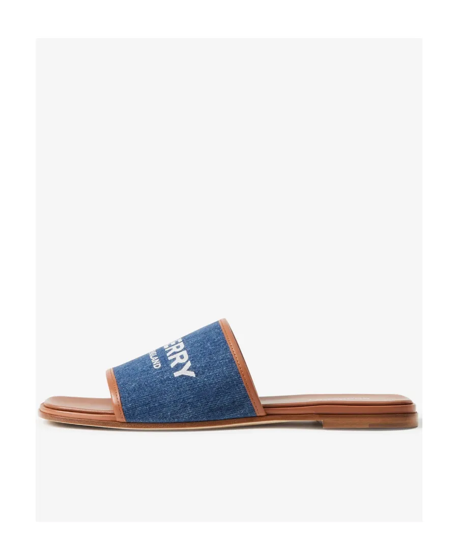 Logo-Print Denim Slides