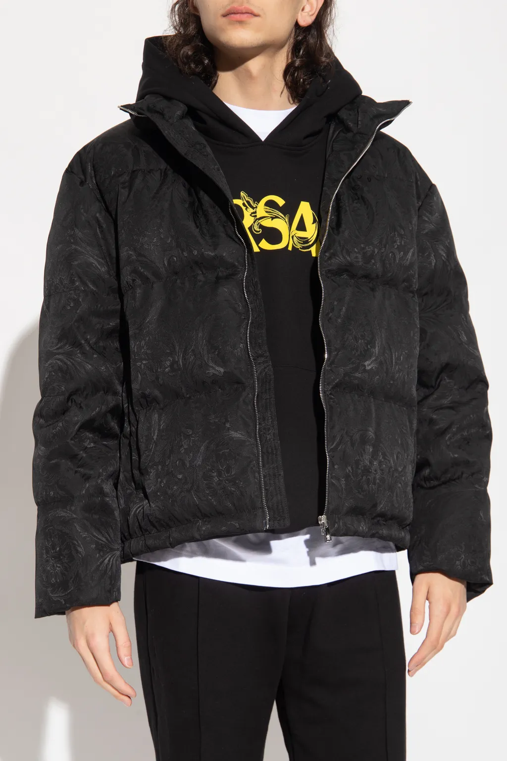 Versace Baroque-Printed Zipped Puffer Jacket