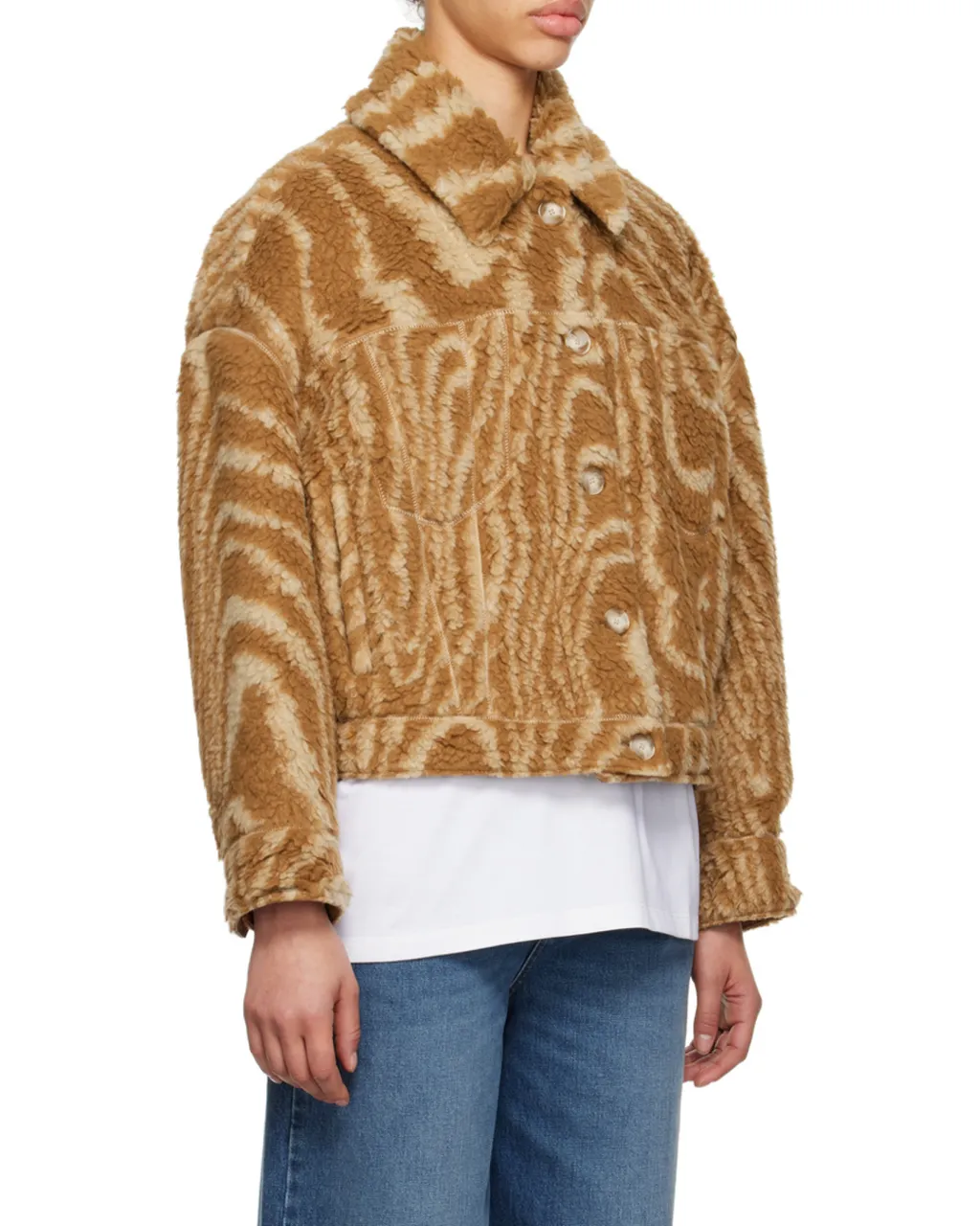Stella Mccartney Woodgrain Printed Teddy Jacket