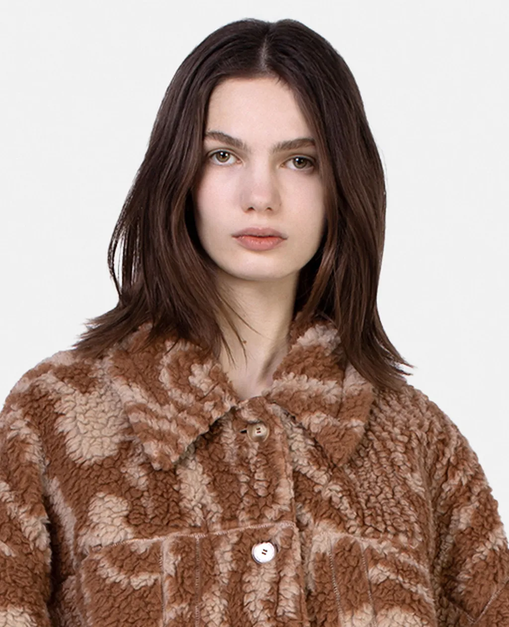 Stella Mccartney Woodgrain Printed Teddy Jacket