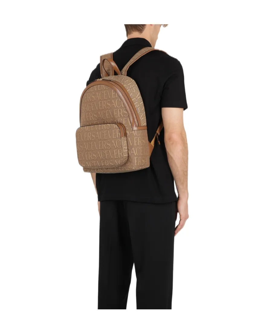Versace Allover Logo Printed Backpack