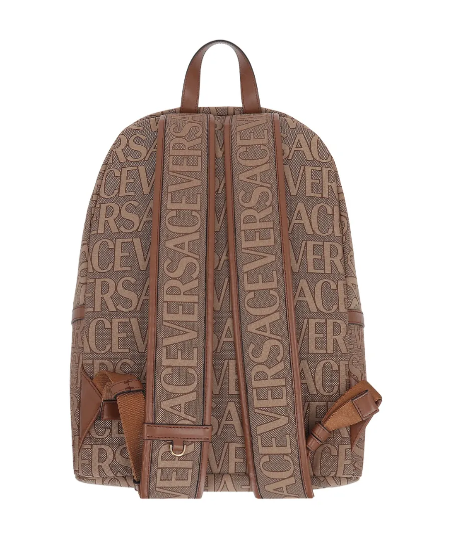 Versace Allover Logo Printed Backpack