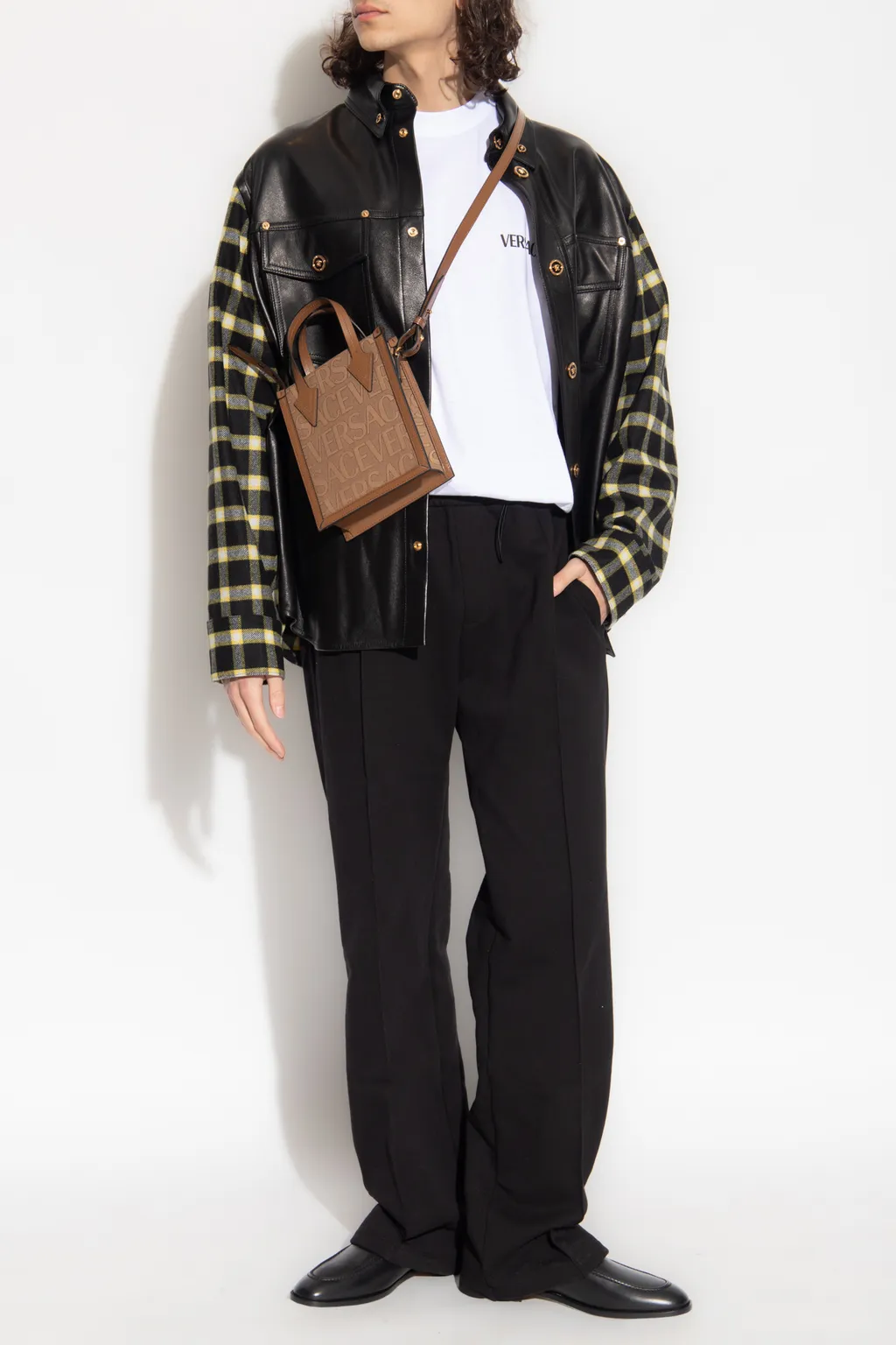 Versace Checked-Panel Long-Sleeved Shirt Jacket