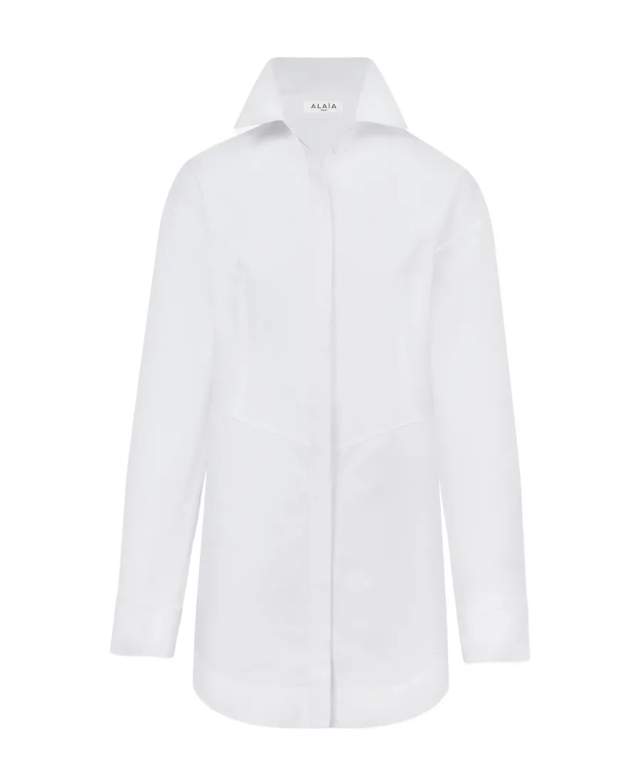 AlaÏA Long-Sleeved Poplin Shirt Dress