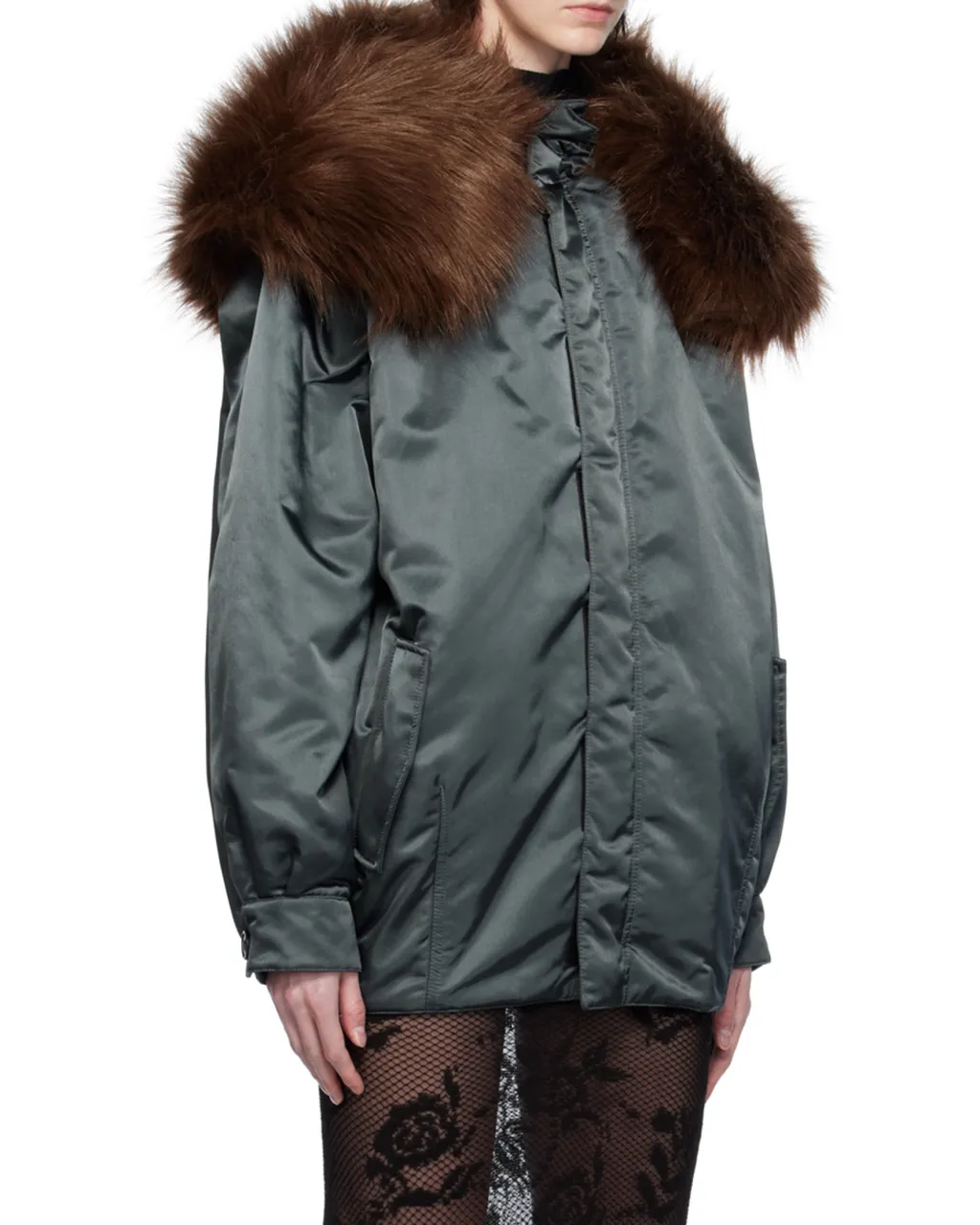 AlaÏA Fur-Embellished Maxi Bomber Jacket
