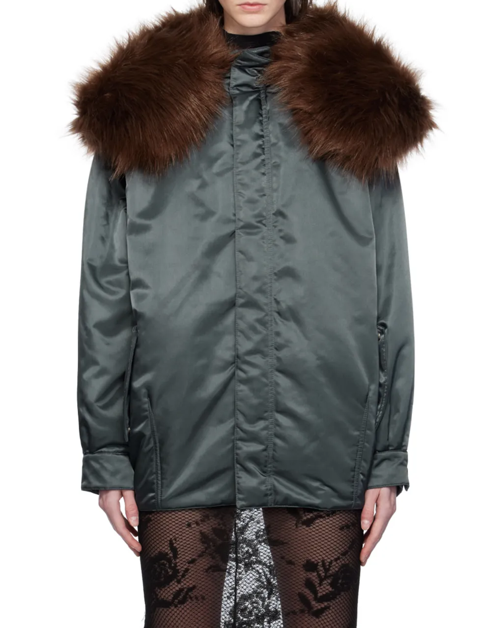 AlaÏA Fur-Embellished Maxi Bomber Jacket