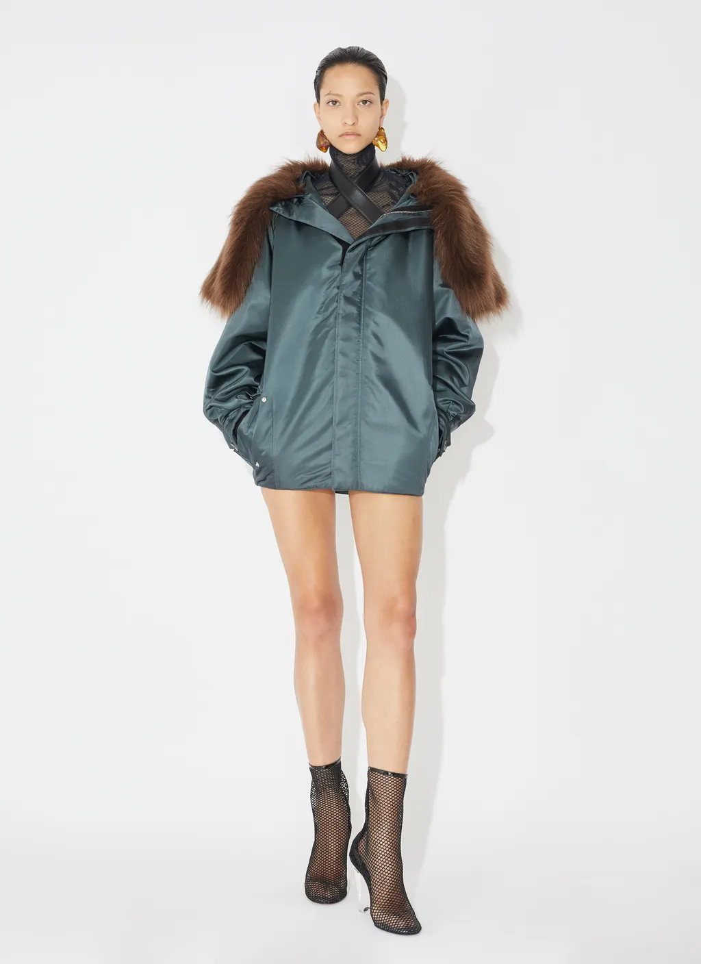 AlaÏA Fur-Embellished Maxi Bomber Jacket