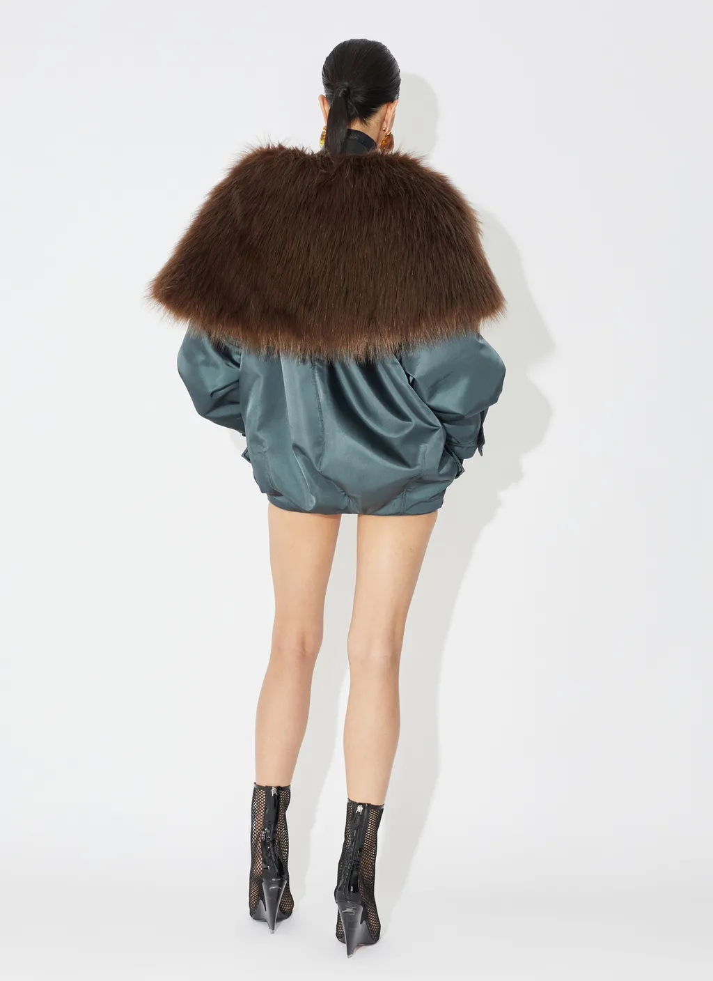 AlaÏA Fur-Embellished Maxi Bomber Jacket