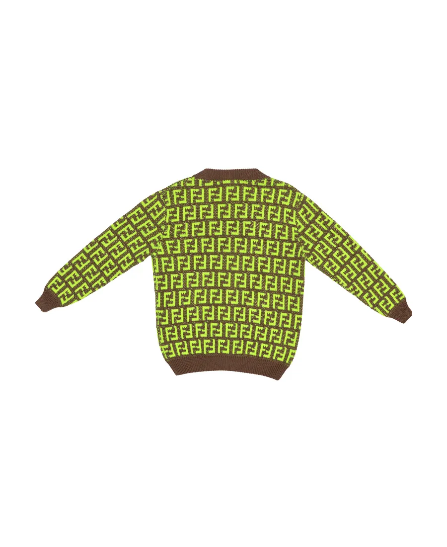 Fendi Kids Allover Logo Jacquard Buttoned Cardigan