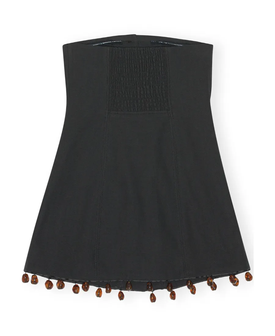 Ganni Beaded-Hem Button-Fastened Strapless Top