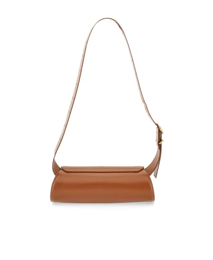 Jil Sander Cannolo Logo Embossed Small Shoulder Bag