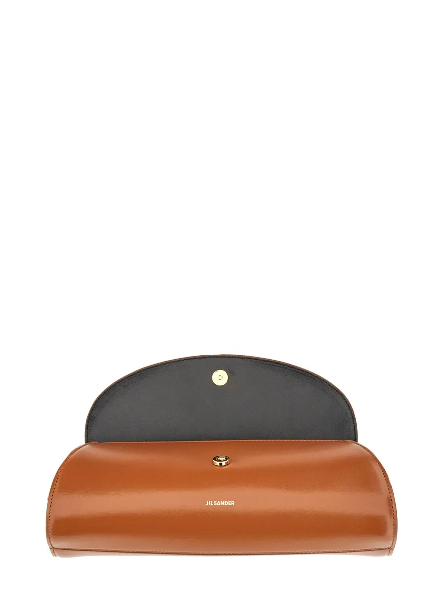 Jil Sander Cannolo Logo Embossed Small Shoulder Bag