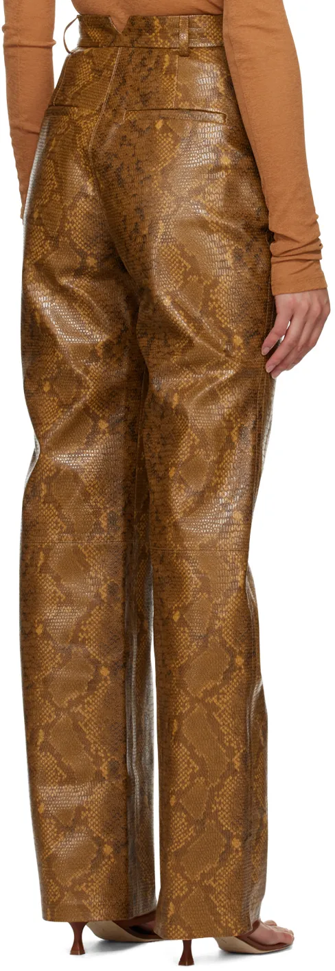 Snakeskin-Print Straight-Leg Trousers