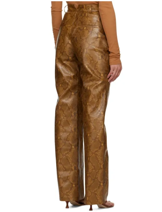 Snakeskin-Print Straight-Leg Trousers