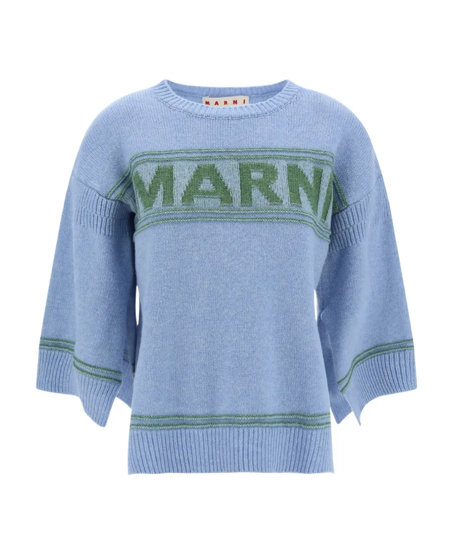 Marni Logo Intarsia-Knit Crewneck Jumper