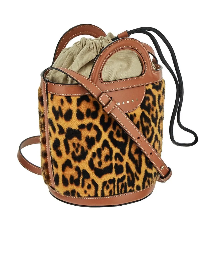 Marni Leopard Printed Small Bucket Bag