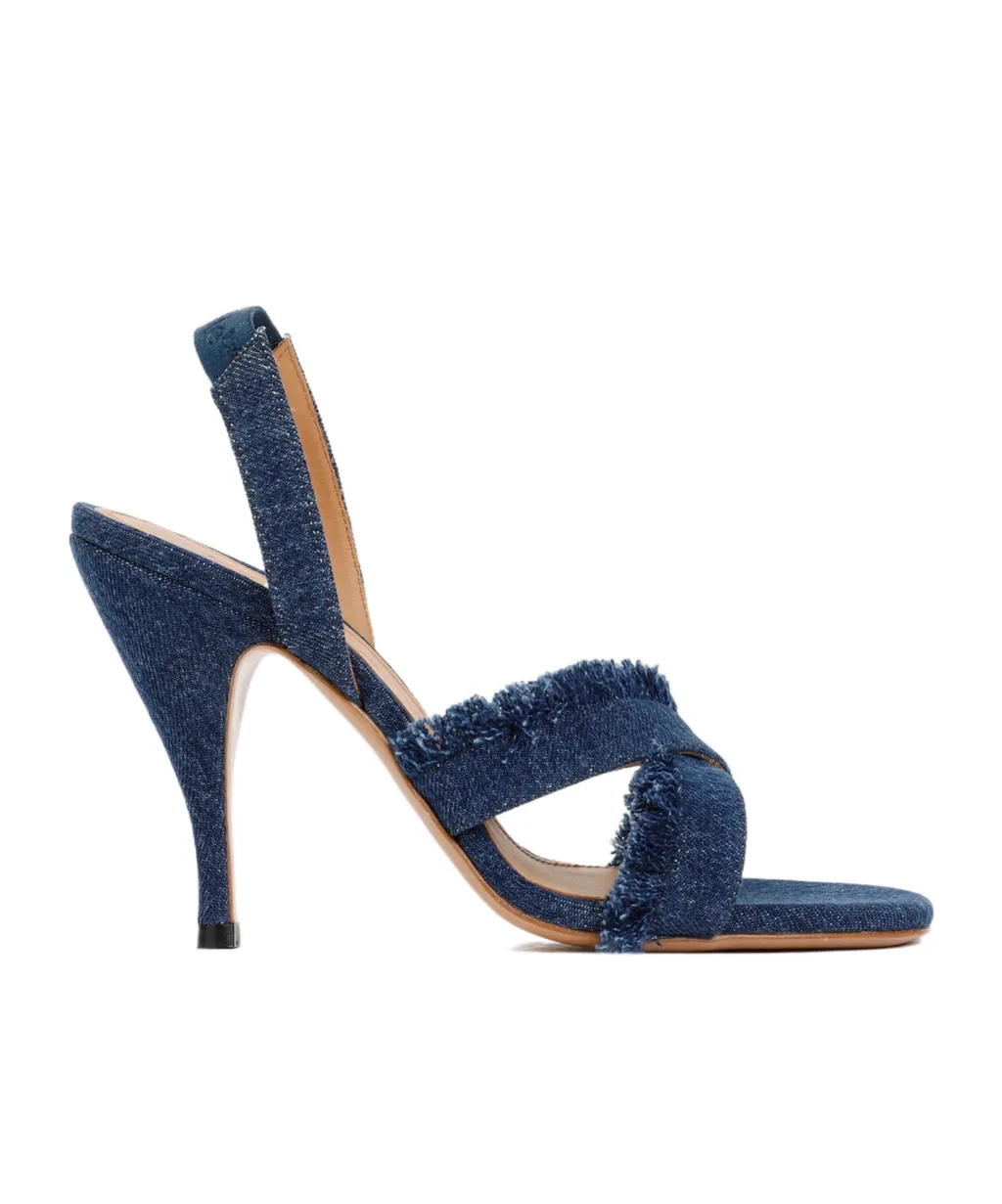 Off-White Open Toe Denim Sandals