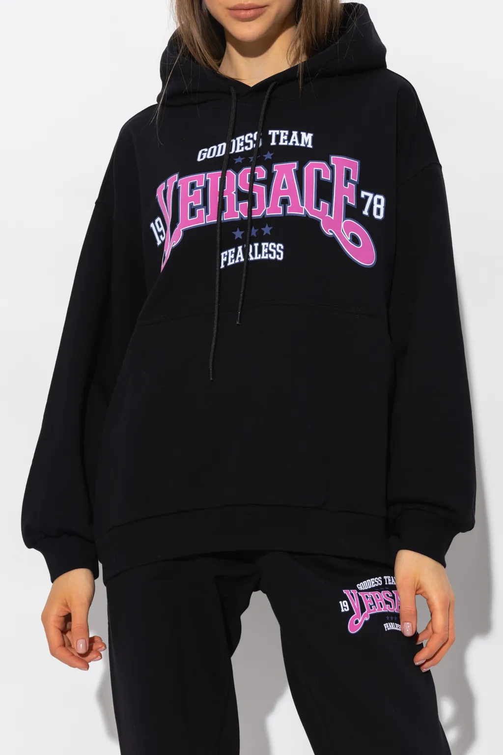 Versace Logo Printed Drawstring Hoodie