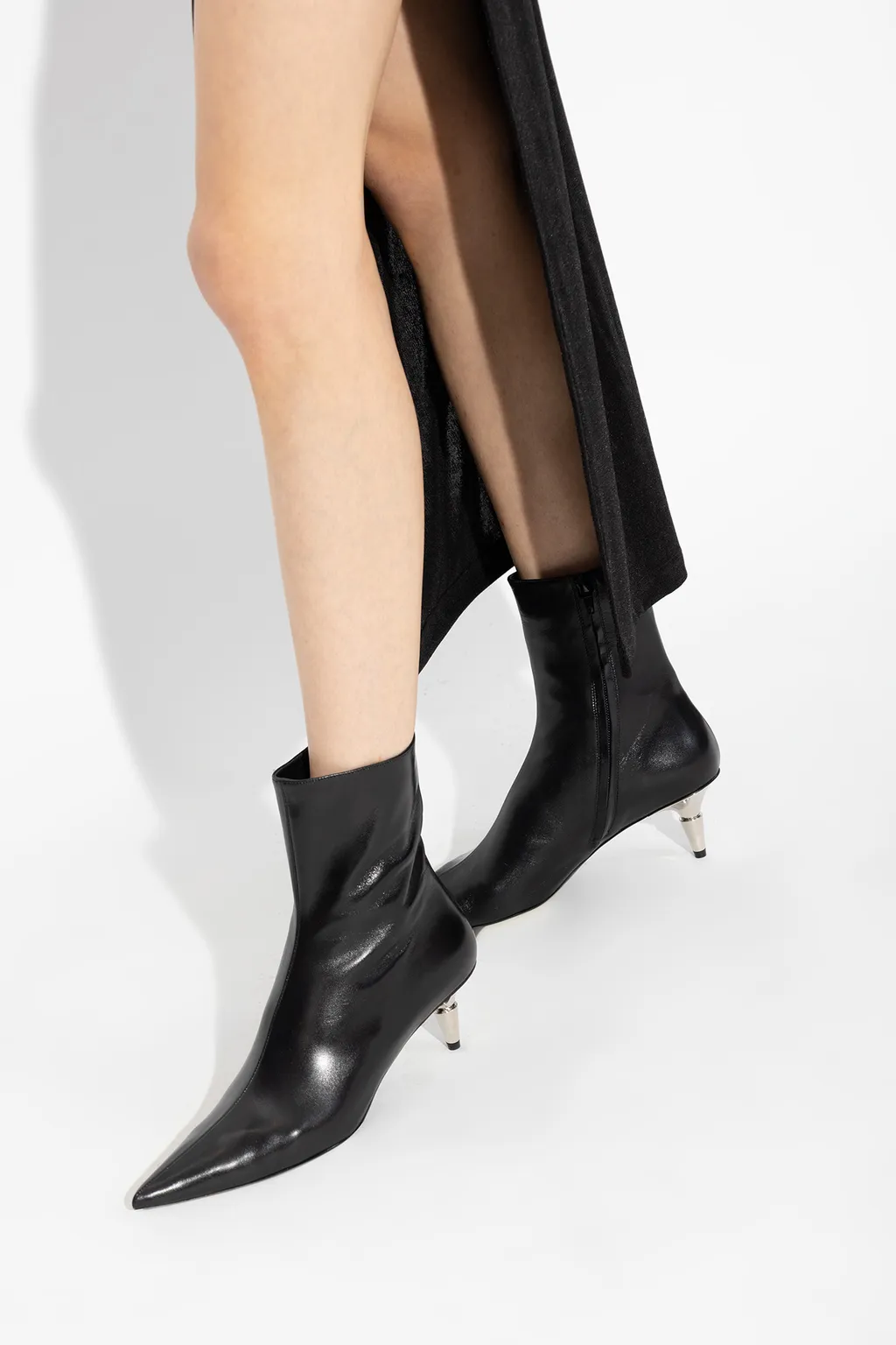 Spike Pointed-Toe Ankle Boots