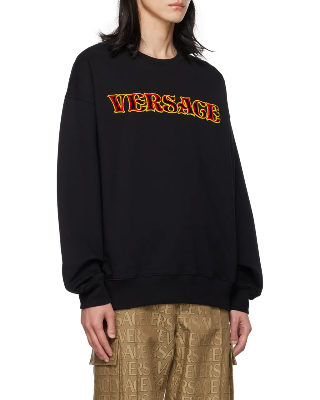 Versace Logo Embroidered Crewneck Sweatshirt