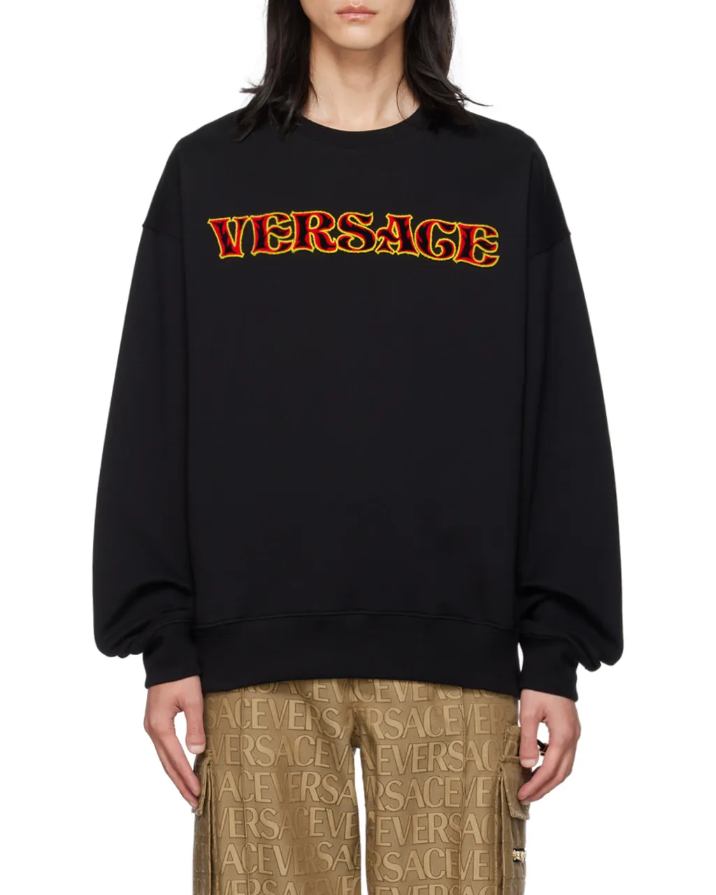 Versace Logo Embroidered Crewneck Sweatshirt
