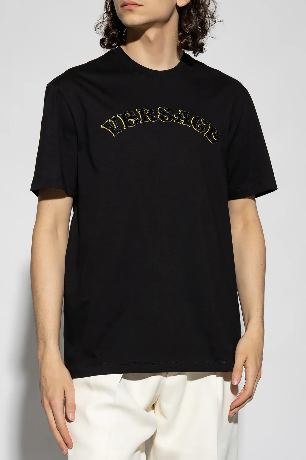 Versace Logo-Embroidered Crewneck T-Shirt