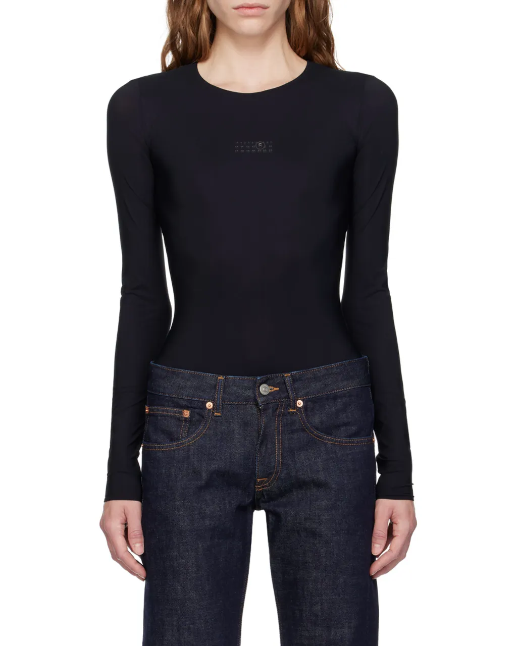 Mm6 Maison Margiela Logo Printed Crewneck Bodysuit