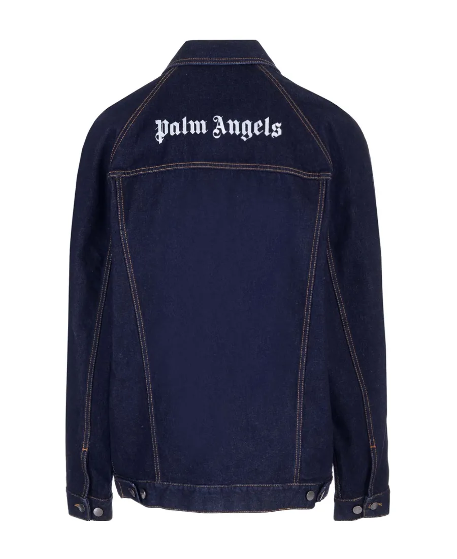 Palm Angels Logo-Embroidered Button-Up Denim Jacket