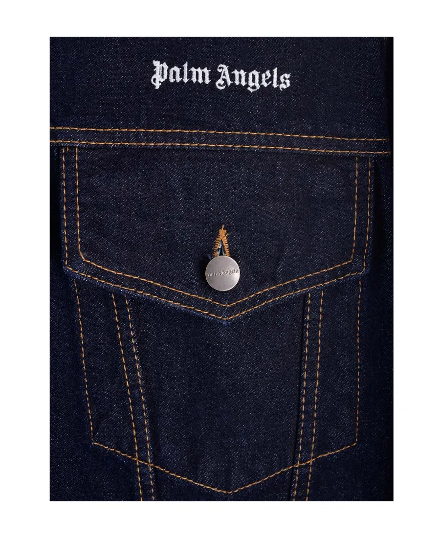 Palm Angels Logo-Embroidered Button-Up Denim Jacket