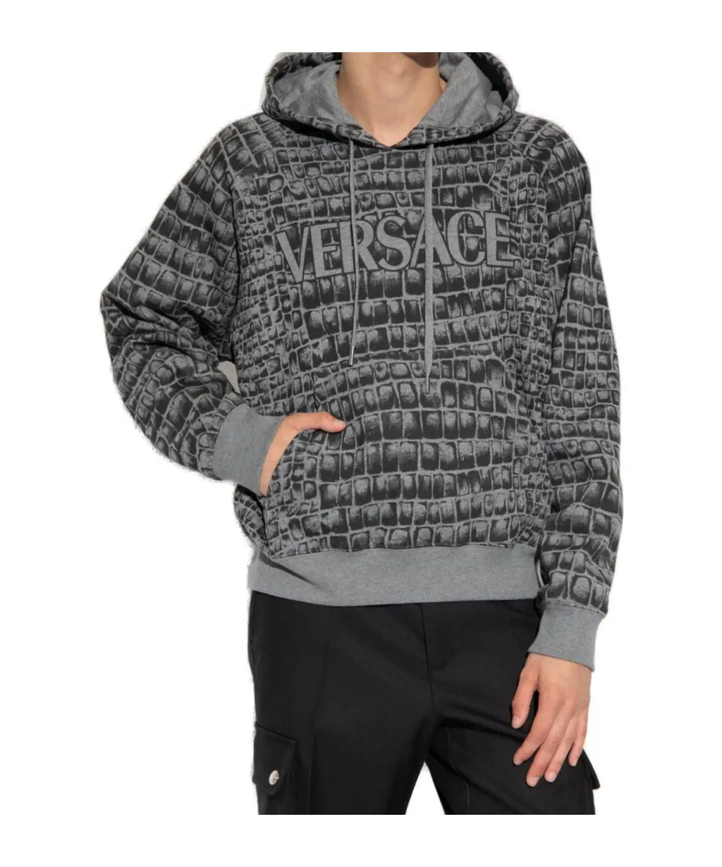 Versace Logo-Printed Drawstring Hoodie
