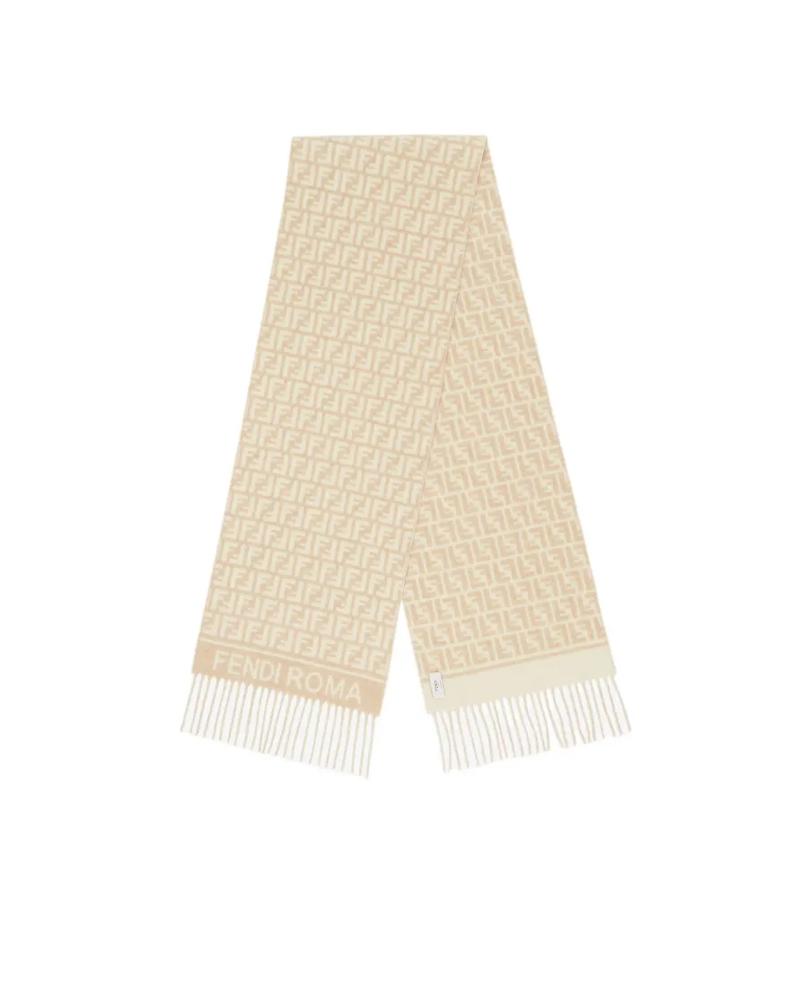 Fendi Ff Jacquard Fringed Scarf