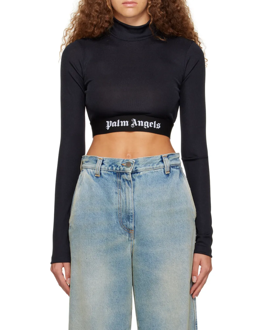Palm Angels Logo Waistband Long-Sleeved Top