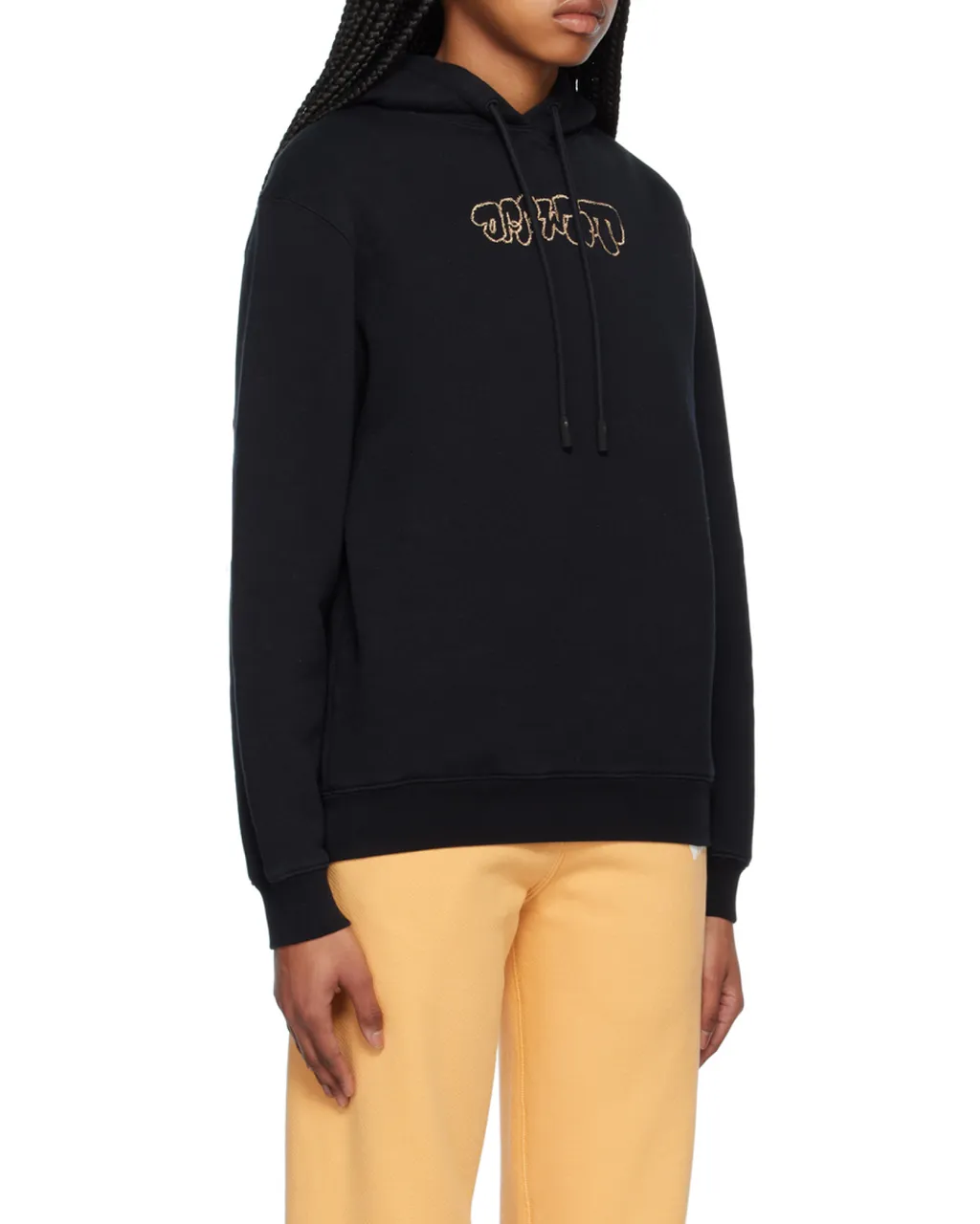 Logo-Embroidery Rib-Trimmed Hoodie