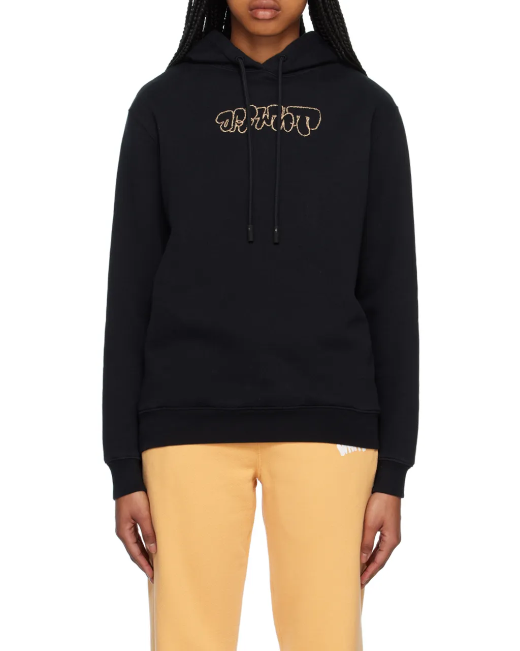 Logo-Embroidery Rib-Trimmed Hoodie