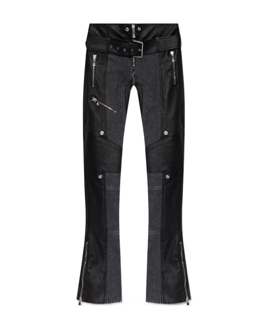 Versace Belted Zip-Cuff Flared Trousers