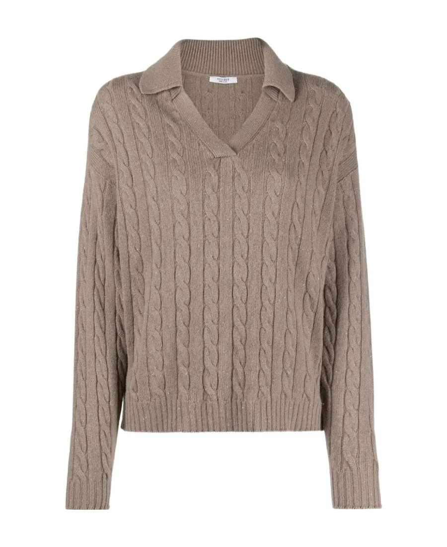 Cable-Knit Wool-Blend Polo Jumper