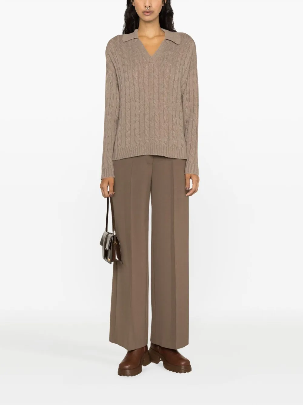 Cable-Knit Wool-Blend Polo Jumper