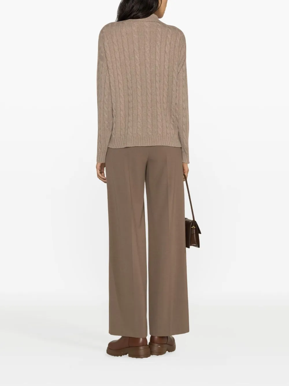 Cable-Knit Wool-Blend Polo Jumper