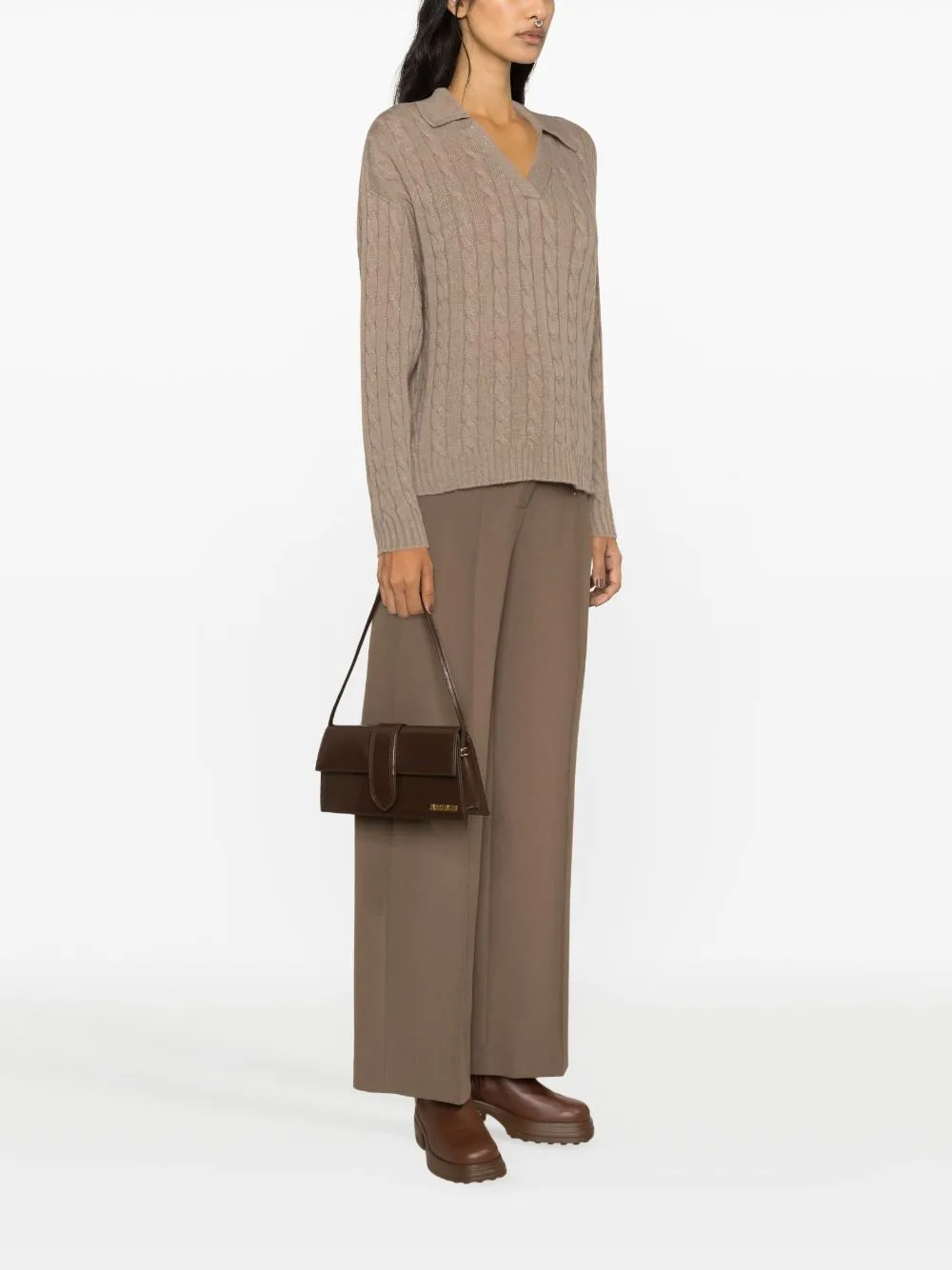 Cable-Knit Wool-Blend Polo Jumper