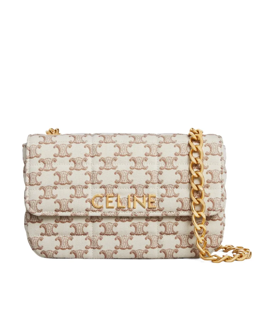 Chain Shoulder Bag Matelasse Monochrome Celine In Textile With Triomphe Canvas Print