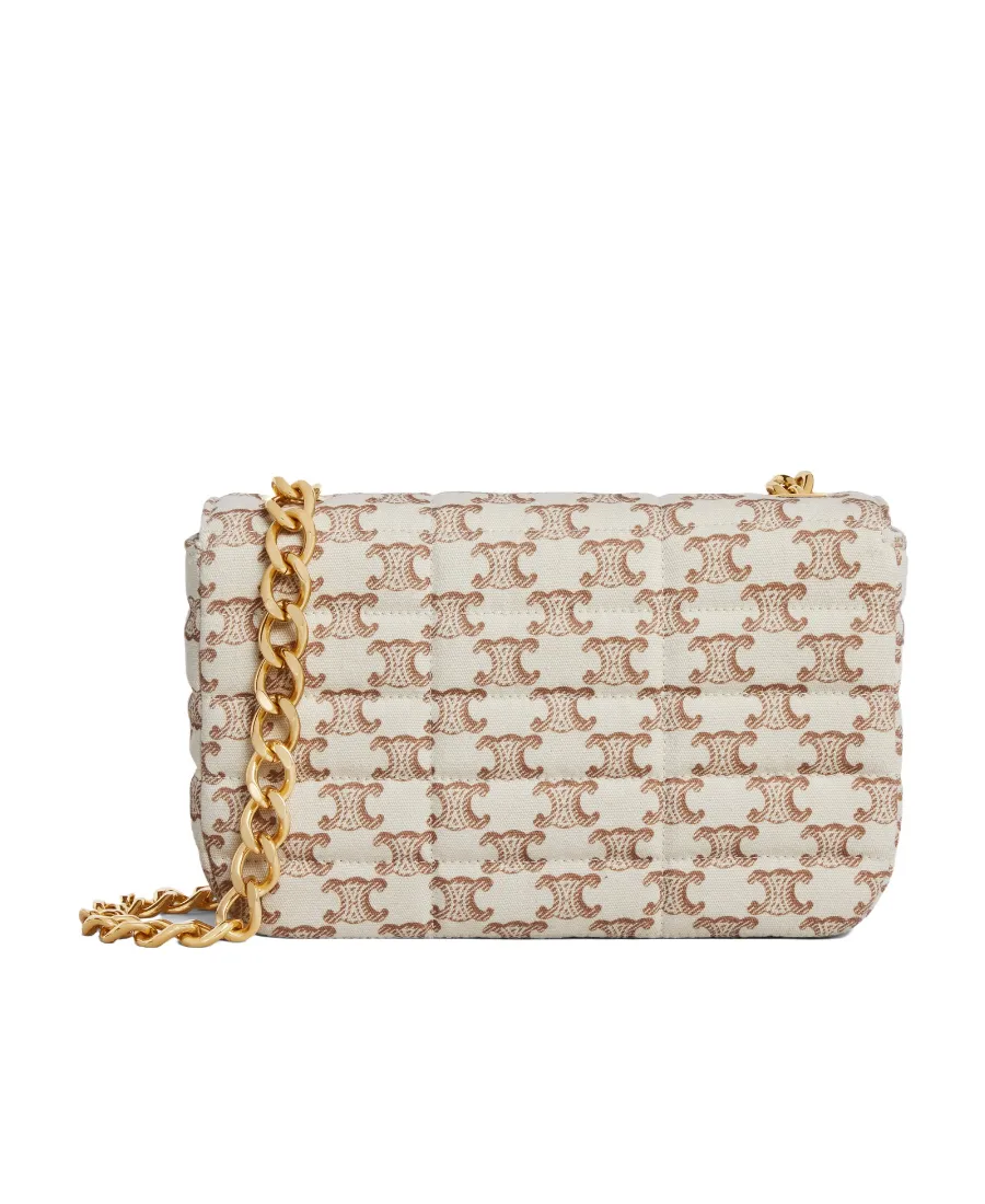 Chain Shoulder Bag Matelasse Monochrome Celine In Textile With Triomphe Canvas Print