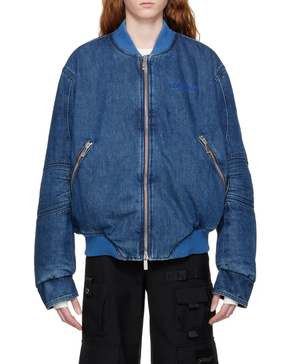 Long-Sleeved Zipper Denim Coat