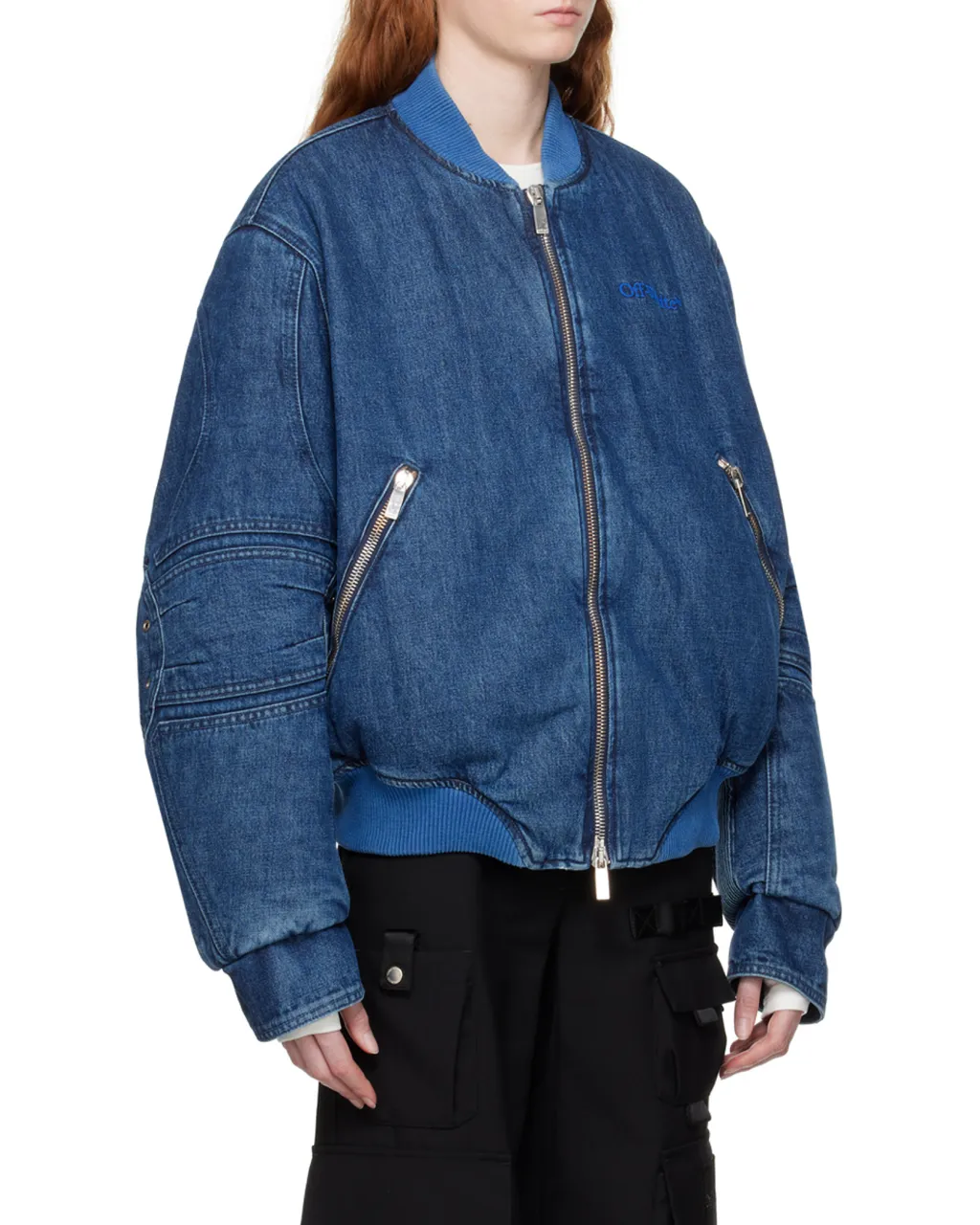Long-Sleeved Zipper Denim Coat