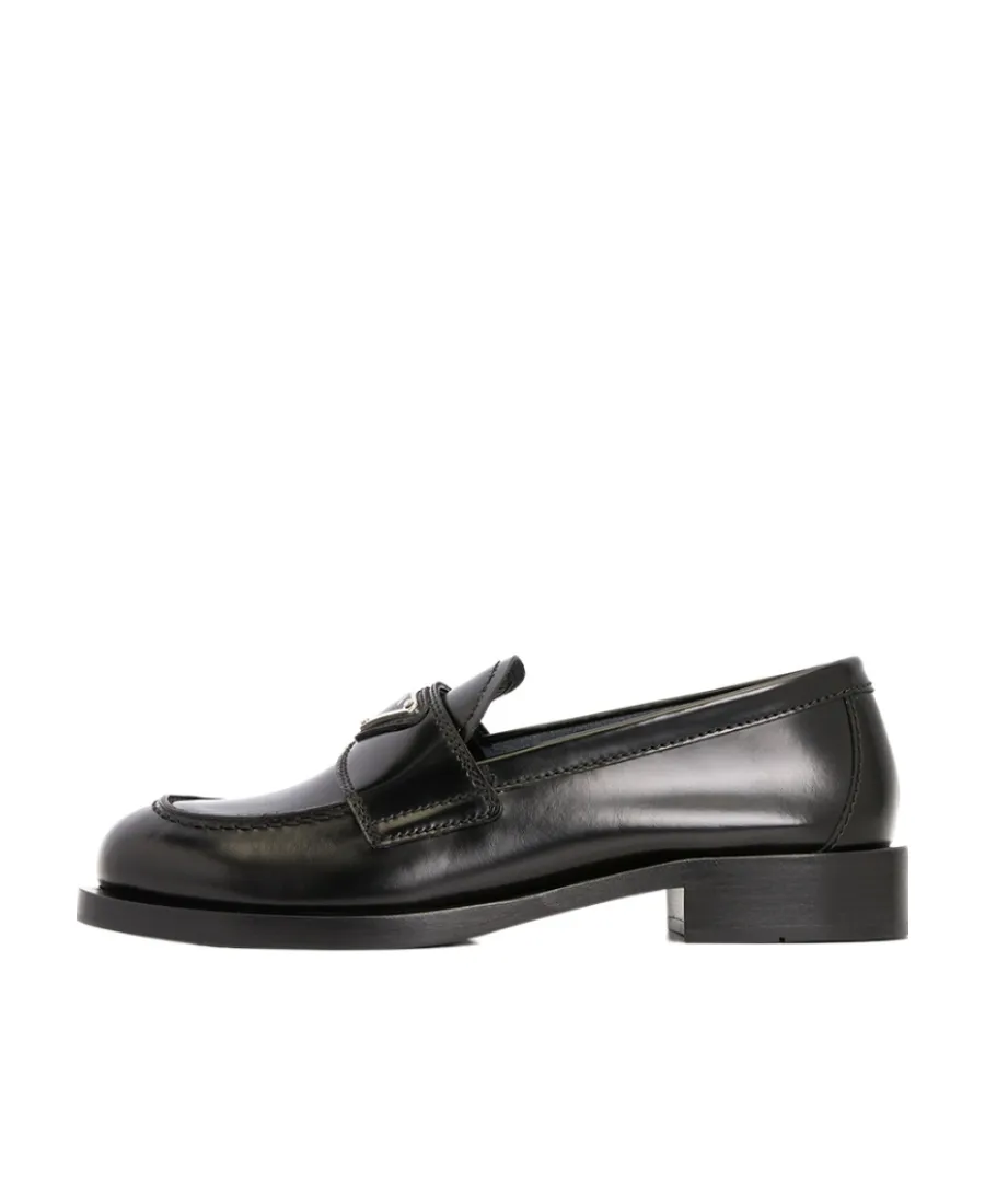 Triangle-Logo Leather Loafers